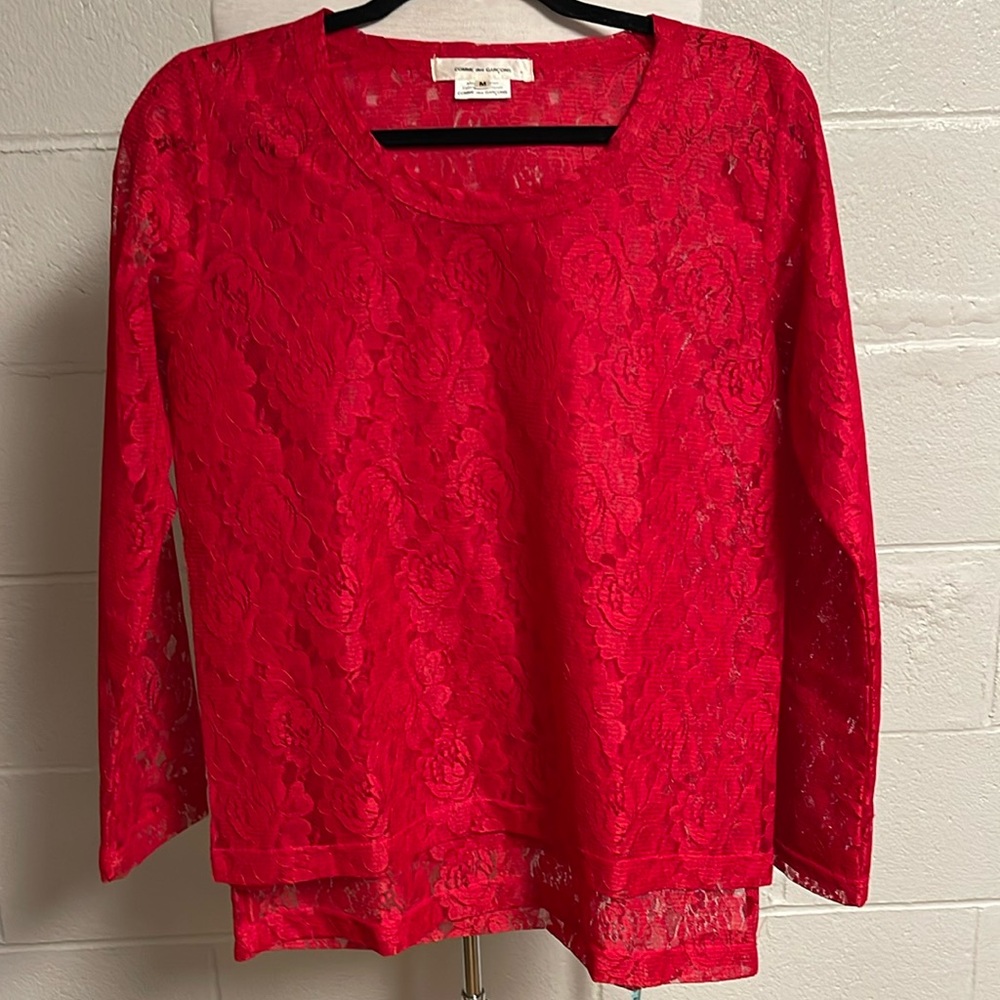 Comme des Garçons red lace top medium